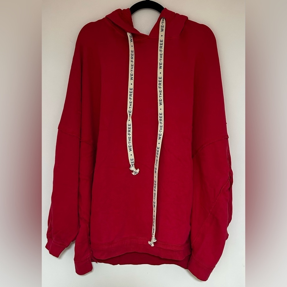 We the Free Red Oversized Hoodie Size Large NWT - Picture 3 of 8